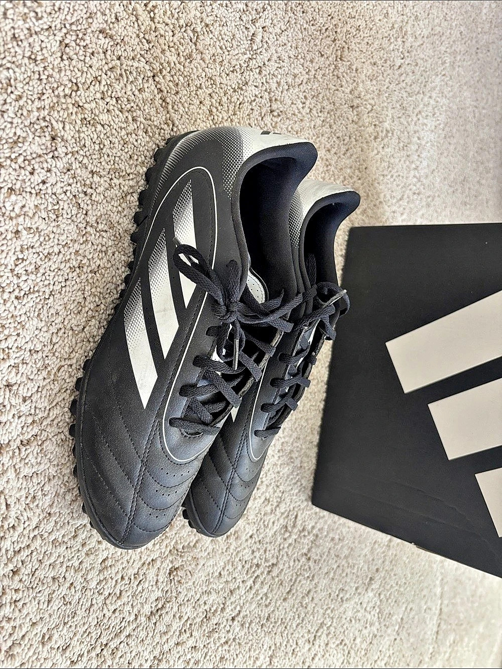 adidas Goletto IX TF Turf Soccer Shoes Black & White US 101⁄2